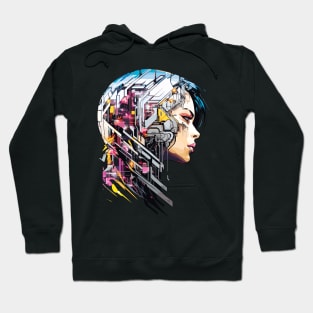 Japanese Woman Portrait Geisha Tradition Culture Abstract Hoodie